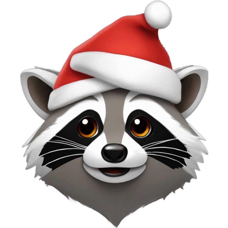 Raccoon with Santa hat emoji