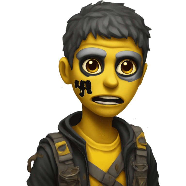 a post-apocalyptic ghoul in a religious cult with a yellow-black colorscheme emoji