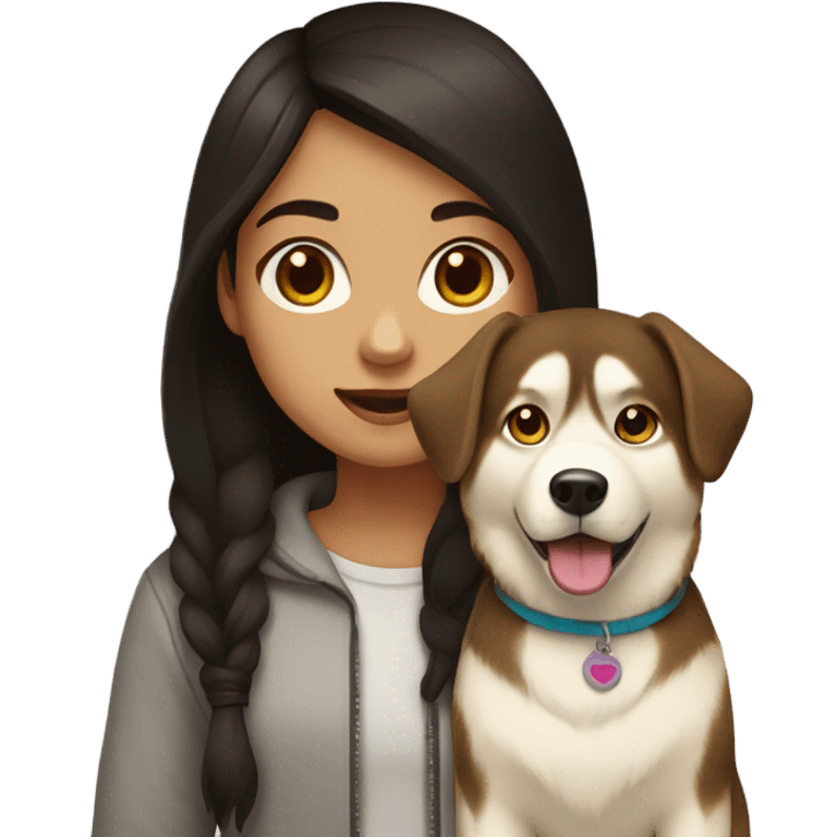 A girl Dark brown  hair next to a light dorée  Husky emoji