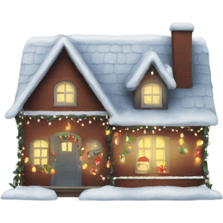 House with Christmas lights emoji