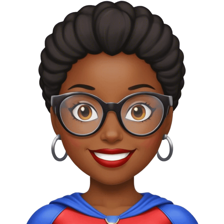 Black girl superhero with glasses  emoji