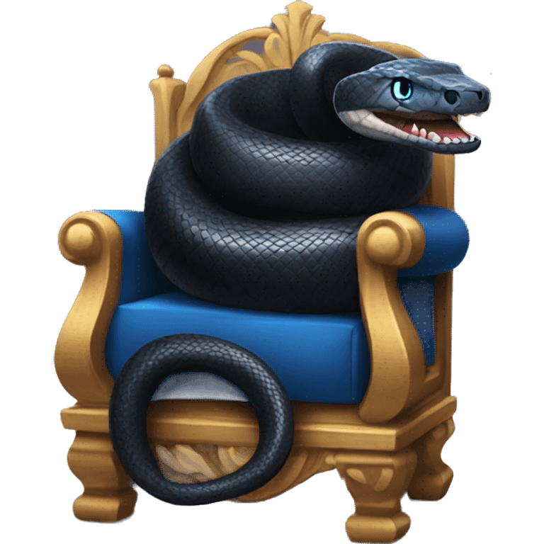 Black snake with blue eyes sitting on a throne  emoji