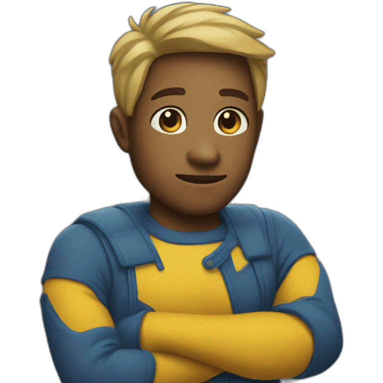 emoji of an arm wearing full sleeve blue with yellow skin color emoji