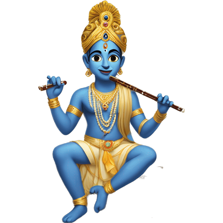 Lord Krishna with laptop and flute sketch emoji