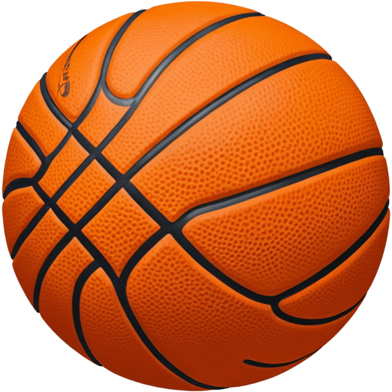 Cinematic Realistic image of a basketball rendered in vivid orange with a pebbled surface texture and crisp stitching details, set against a high-contrast backdrop that highlights its dynamic, sporty essence emoji