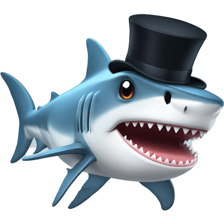 Shark with a top hat emoji