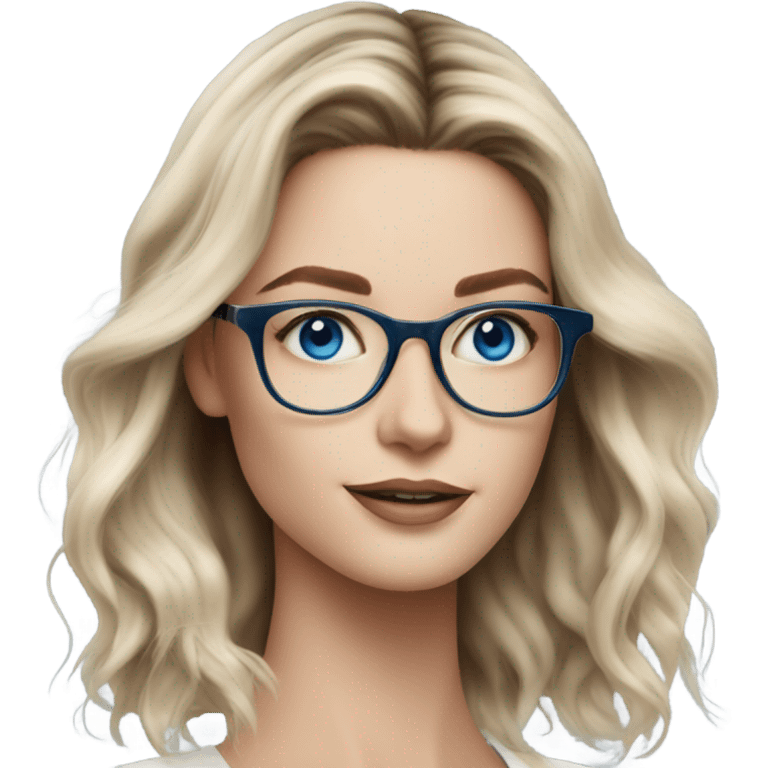 Shoulder length Balayage pale model lady with glasses and blue eyes  emoji