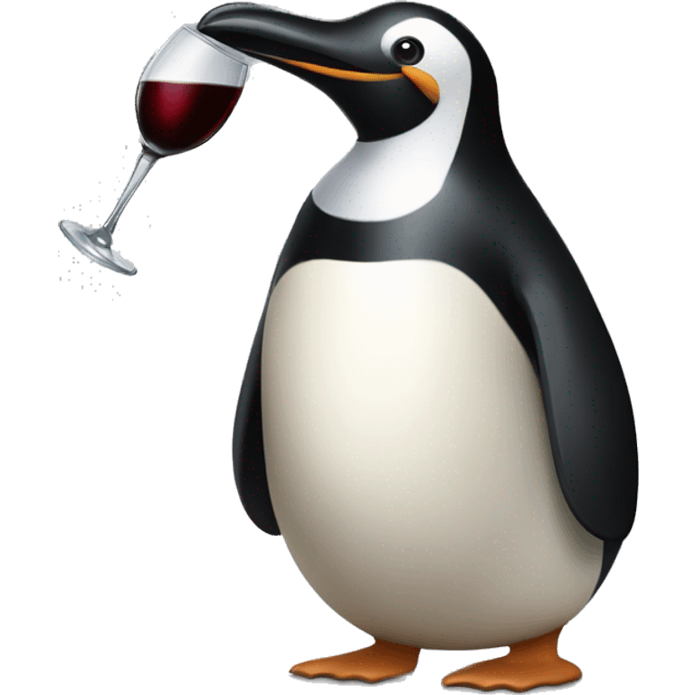 Un pingüino sosteniendo una copa de vino emoji