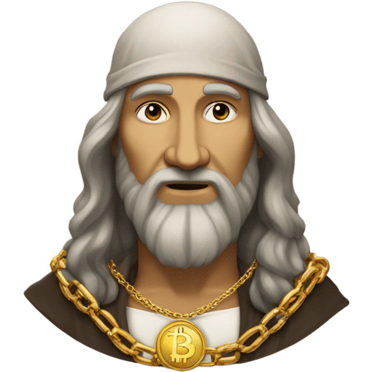 Leonardo da vinci with gold Bitcoin chain emoji