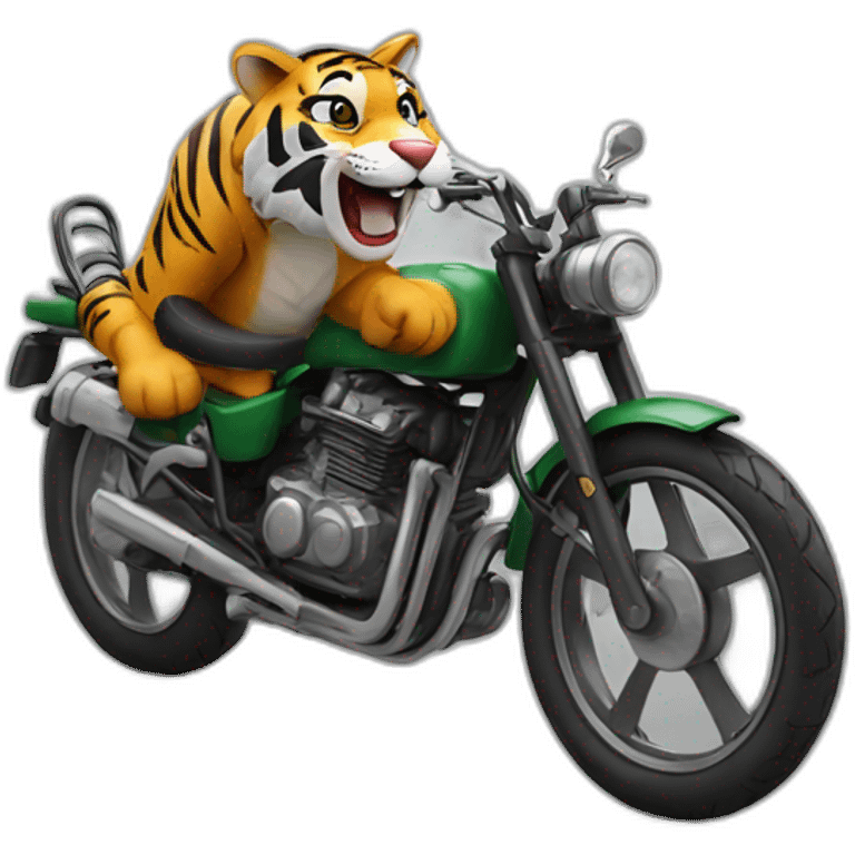 Tiger laughing on the bike emoji