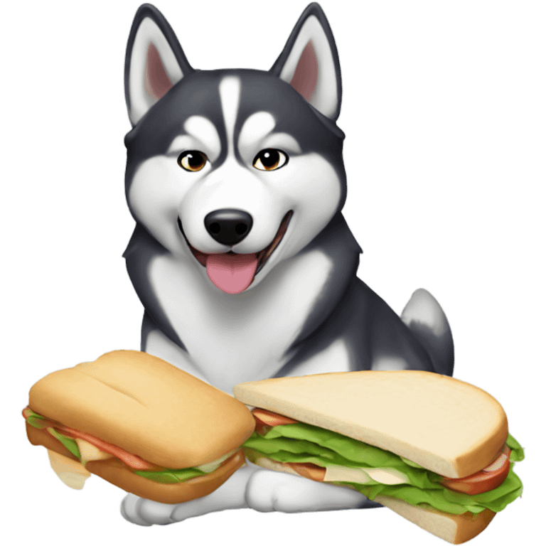 Husky eating sandwich  emoji