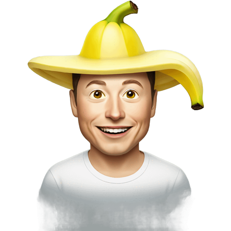 Elon musk with a banana hat emoji