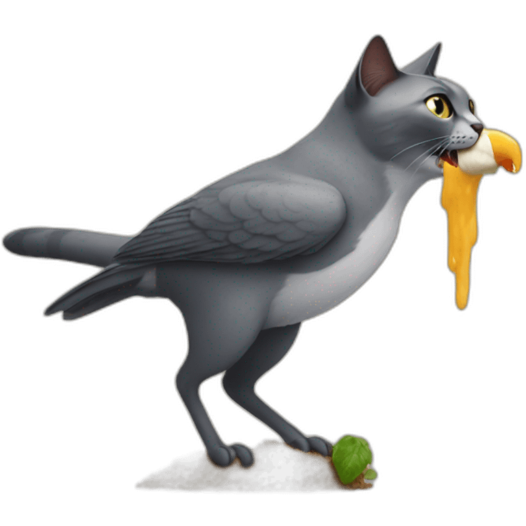 cat eating bird emoji