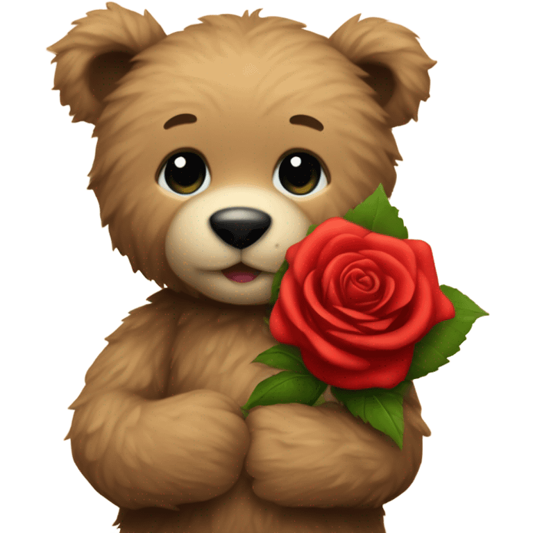 Teddy bear holding a red rose emoji