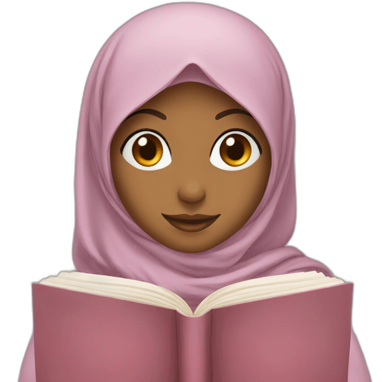 Hijabis girl with heart in book emoji