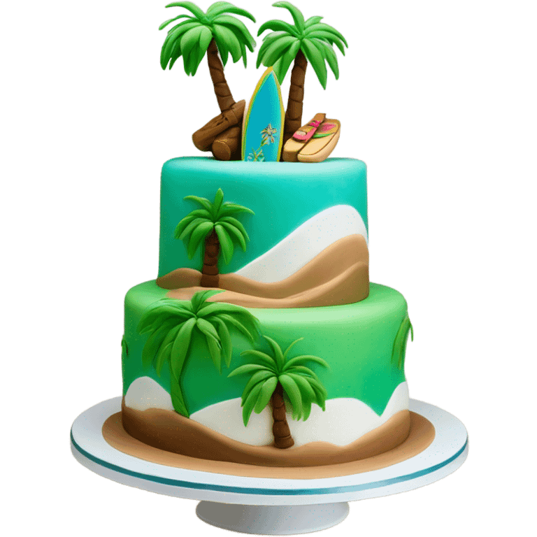 3 year anniversary cake with palm trees emoji