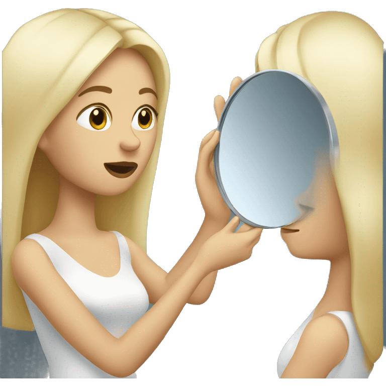 blond woman looking with the mirror in the hand  emoji