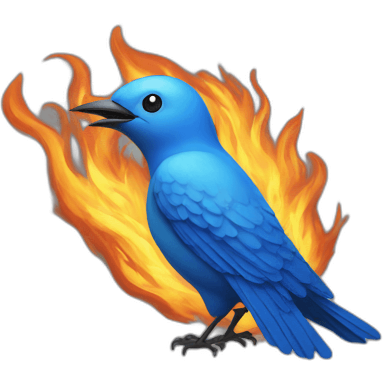 Blue bird on fire emoji