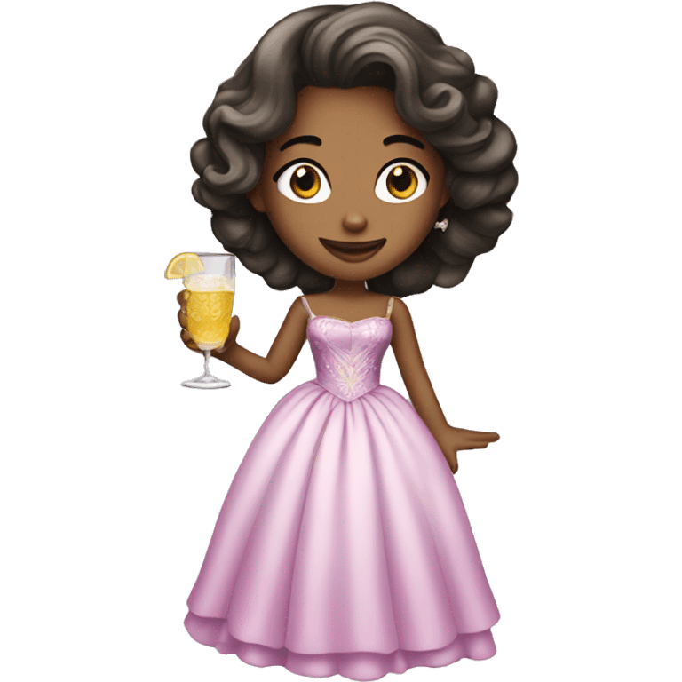 Princess with beautiful dresses and gin glass  emoji