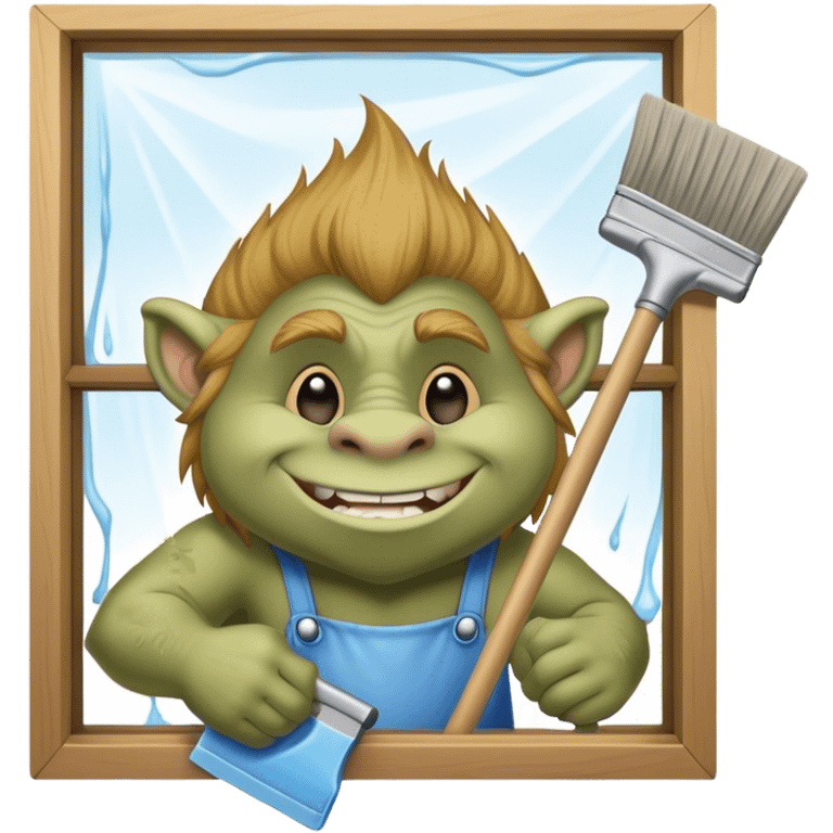 Troll cleaning window with squeegee emoji