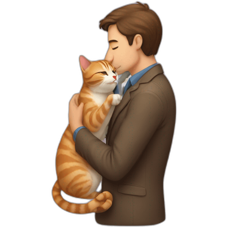 A man kissing à cat emoji