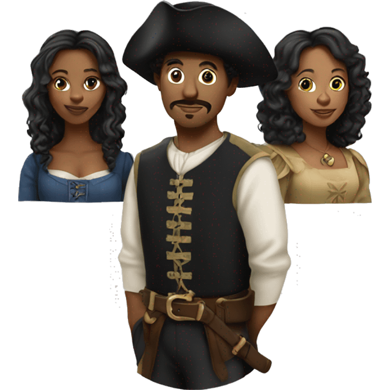 Three musketeers 2 black women 1 white male emoji