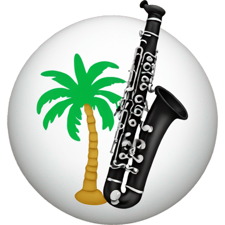 A clarinet with a palm tree engraving emoji