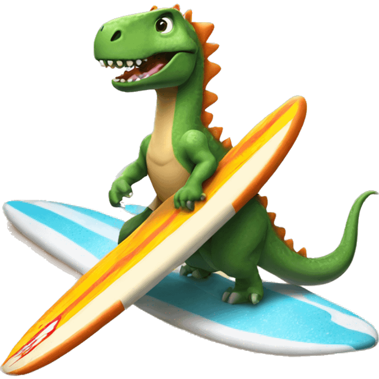 Dinosaur riding a surfboard  emoji