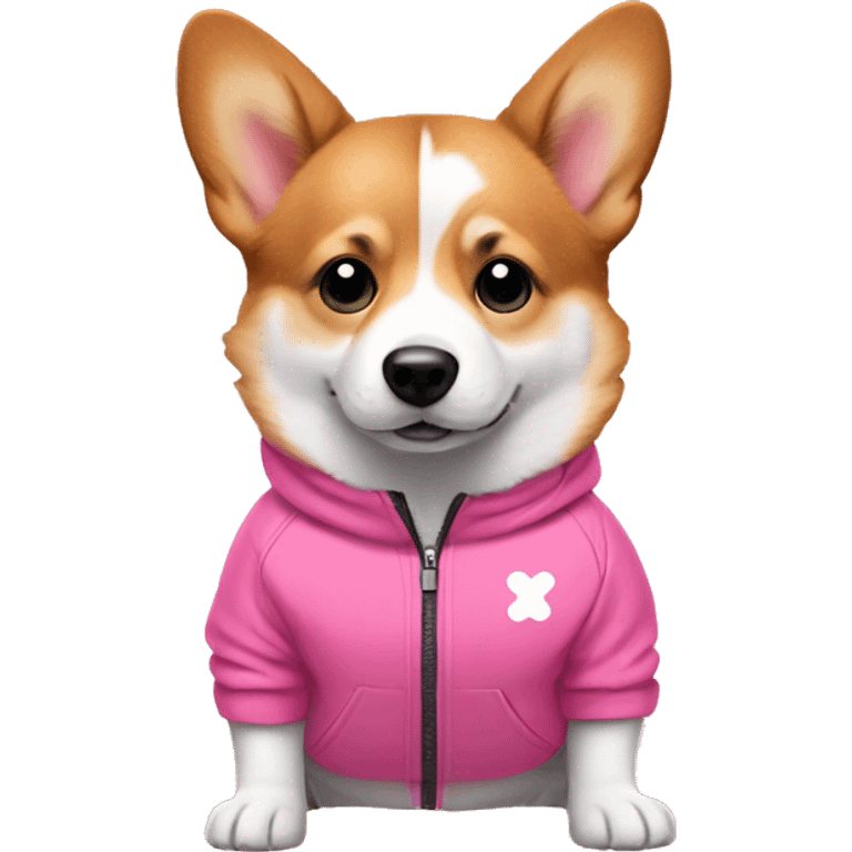 Corgie wearing a pink tracksuit  emoji