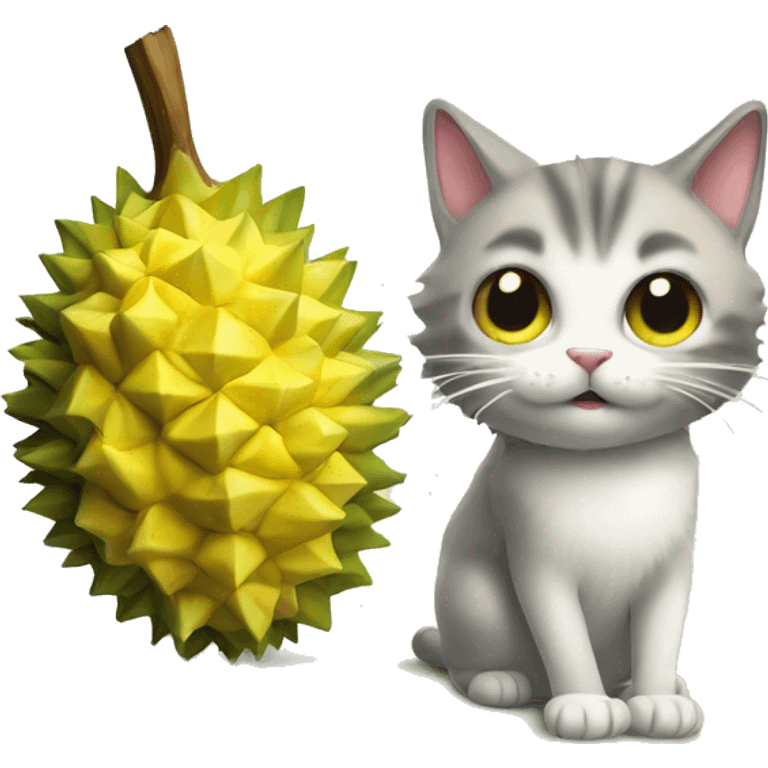 Durian fruit with cat emoji