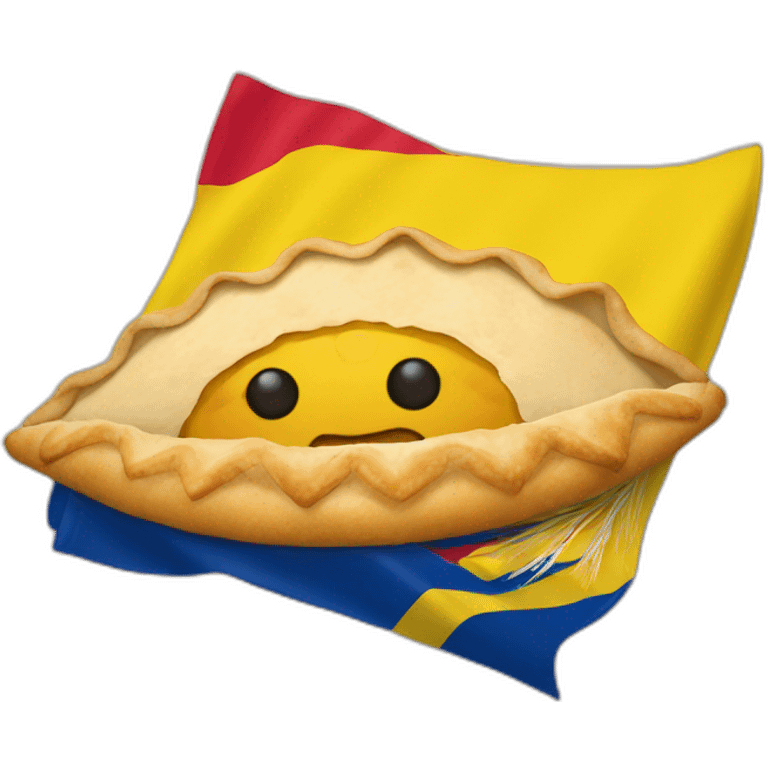 Empanada con ojos y una bandera de colombia emoji