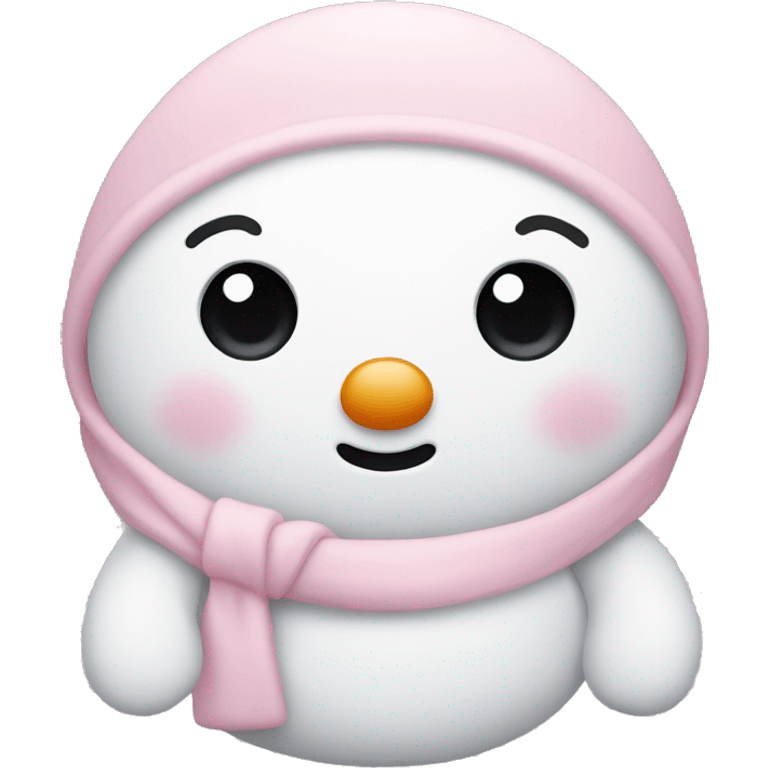 Cute white and light pink snowman emoji