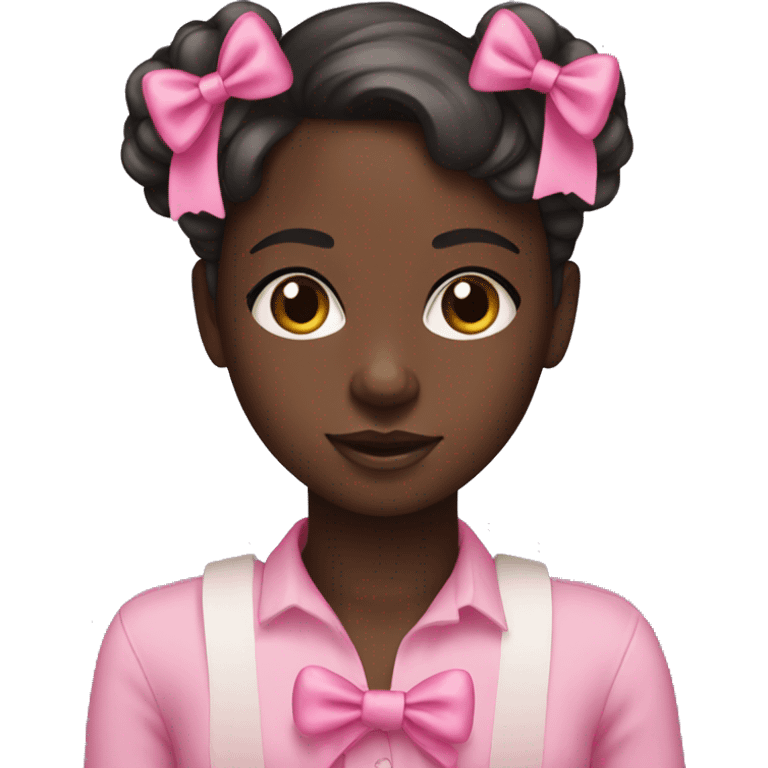 darkskin doll with pink bows  emoji