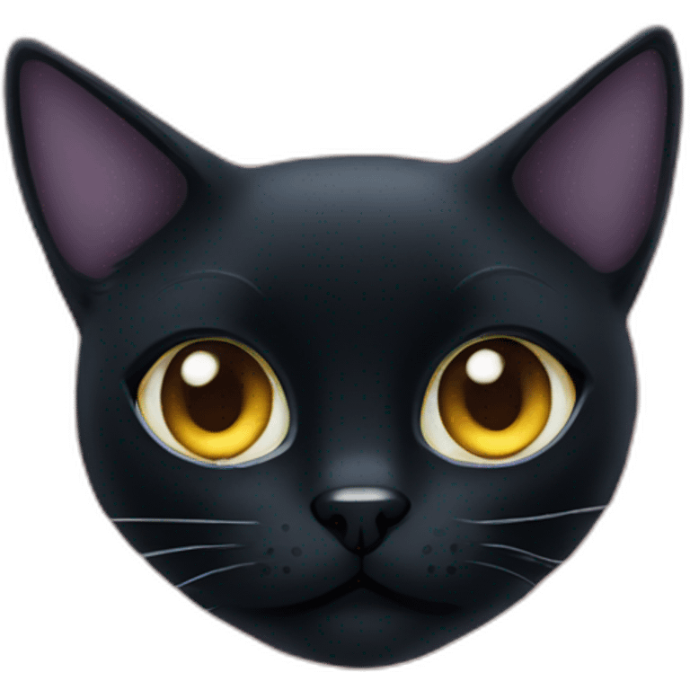 Black cat with big nebula eyes emoji