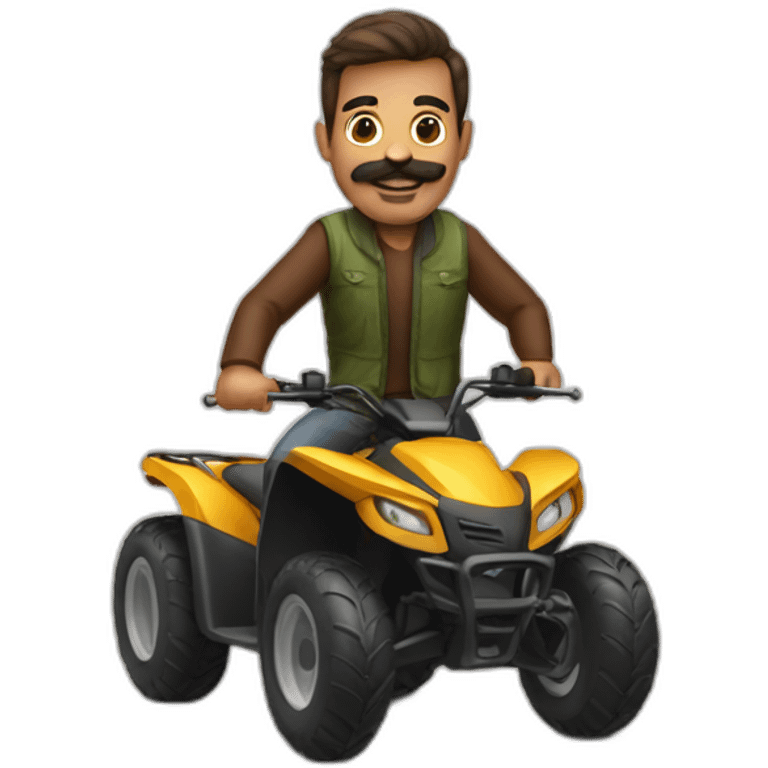 Man with big moustache riding quad bike emoji