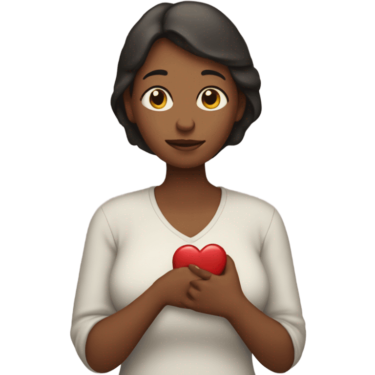 Mother holds her heart in her arm emoji