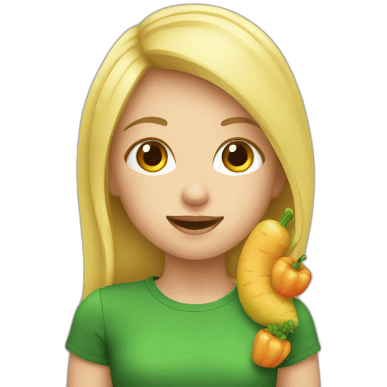 blonde girl who eats vegetables emoji