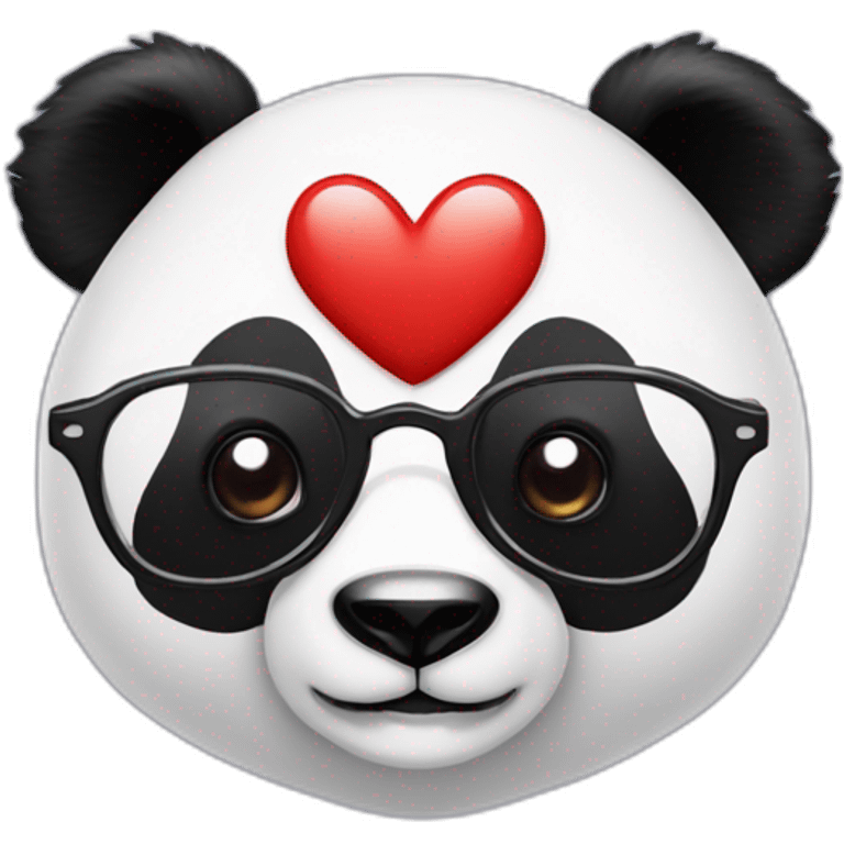 a panda bear with glasses with a heart emoji