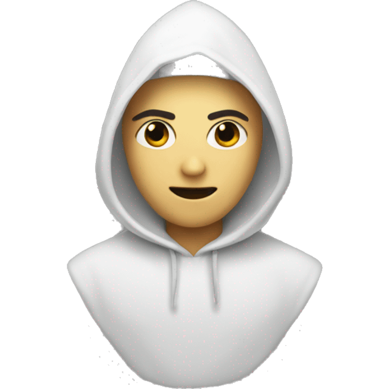 person with a pointy white hood and black eyes emoji