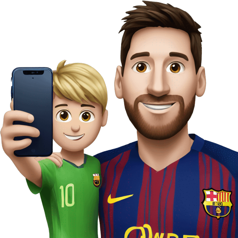 Messi taking a selfie with an iPhone emoji