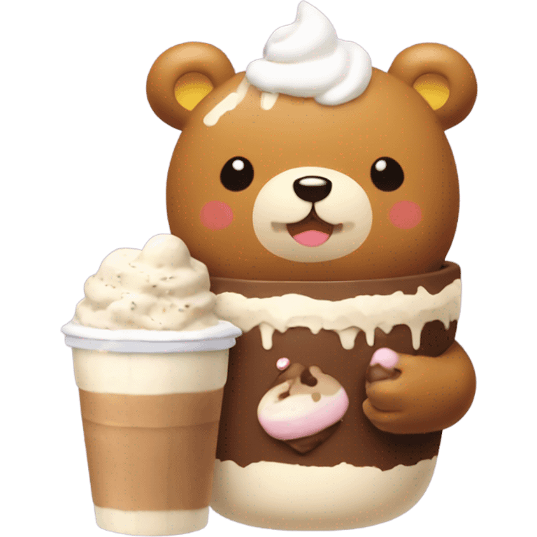 Rilakkuma with hot cocoa and ice cream emoji