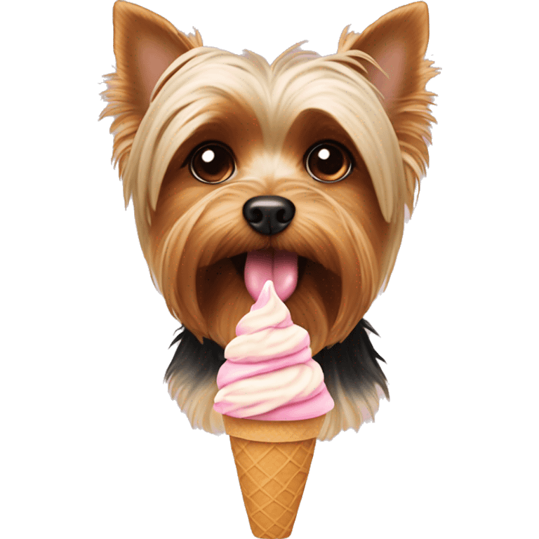 Yorkie dog eating ice cream emoji