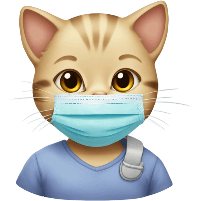 baby cat with covid mask emoji