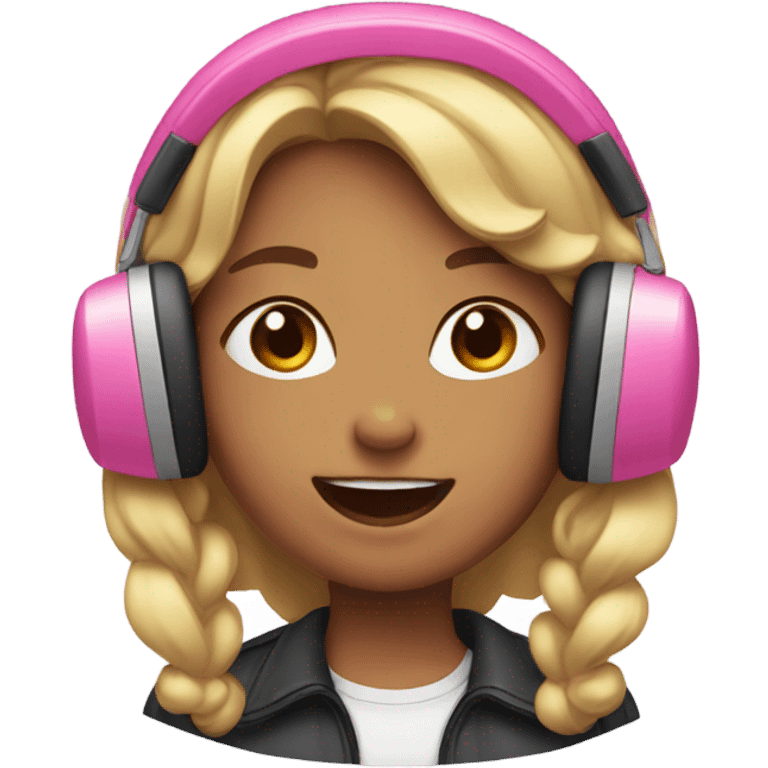 girl with pink earmuffs singing emoji