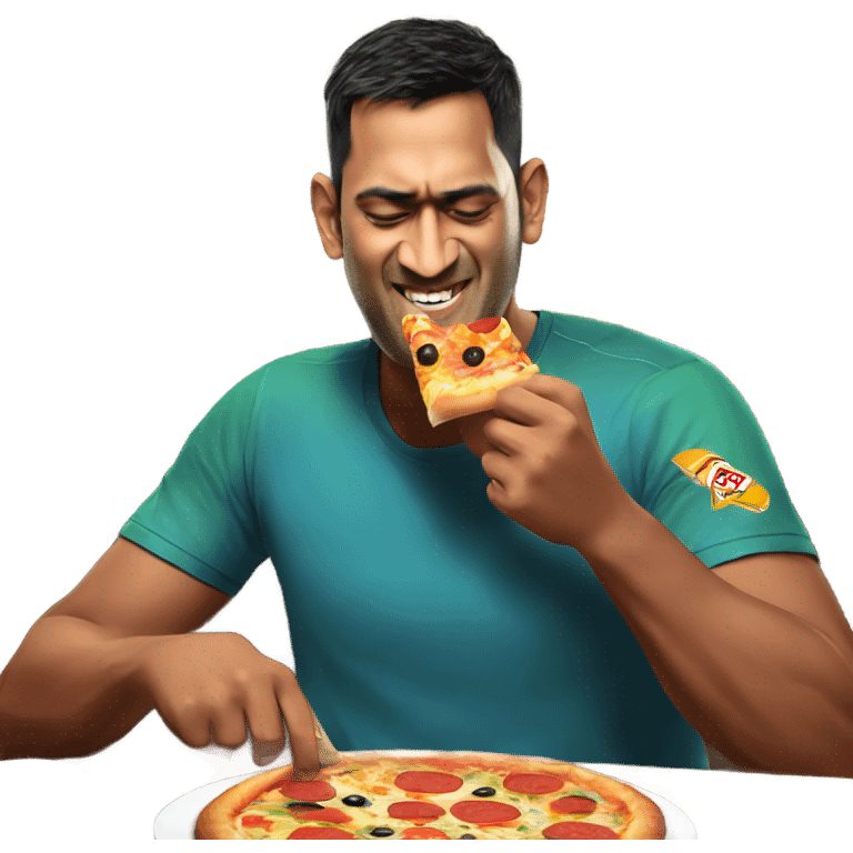 Ms dhoni eating pizza emoji