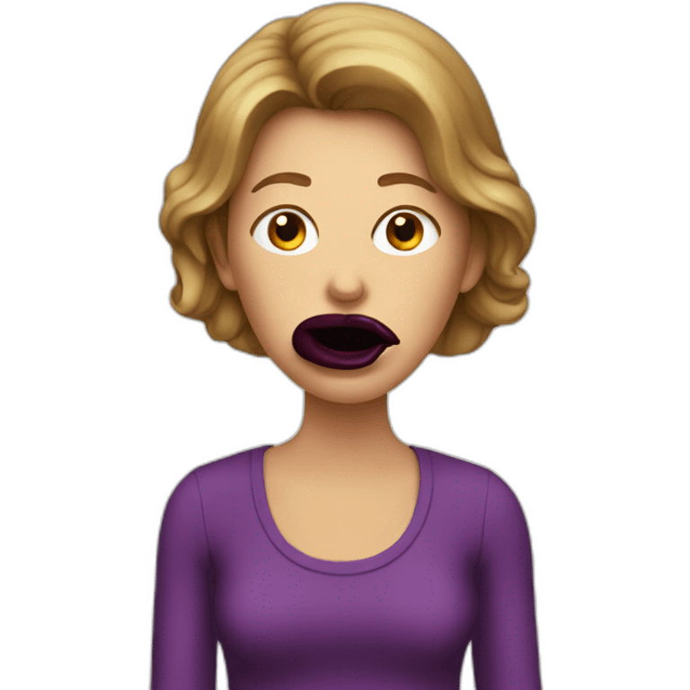 lady with an aubergine in her mouth emoji