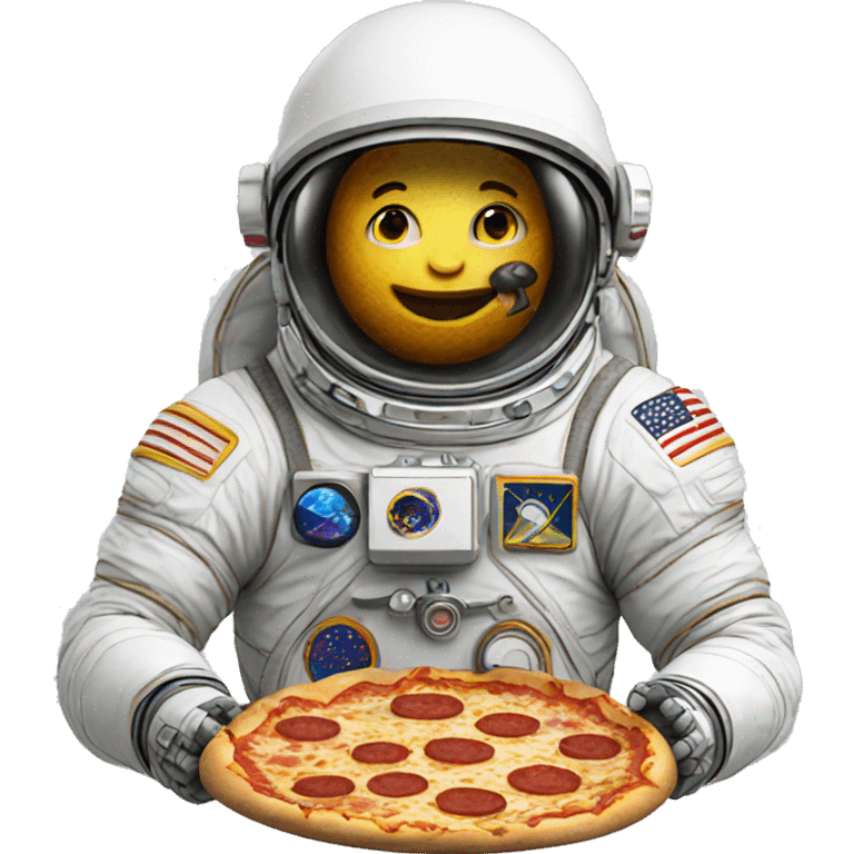 An astronaut eating pizza emoji