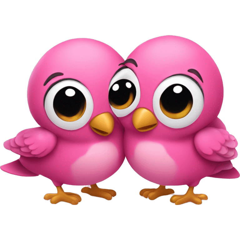 Two cute pink birds are hugging each other and are forming a heart shape expressing love and affection  emoji