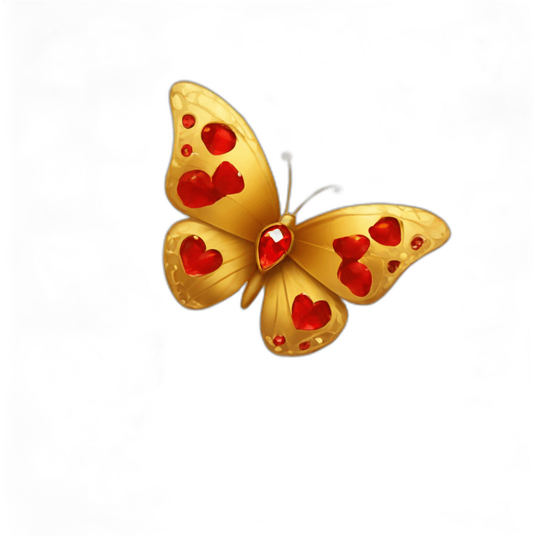 gold butterfly with red diamond hearts emoji