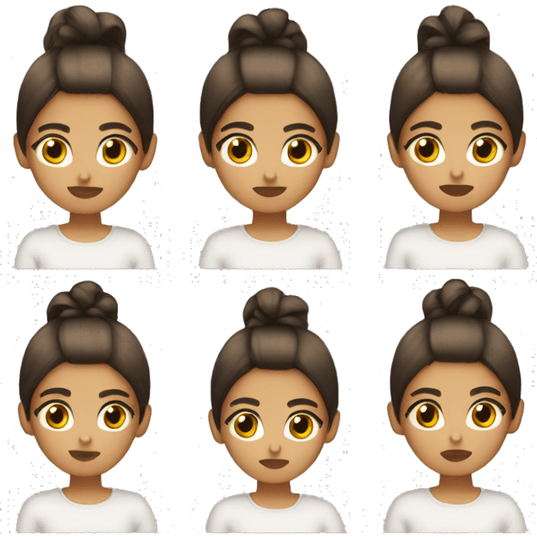 annoying, young woman, Mexican, brown, Bangs, ponytail, big eyes, earring emoji